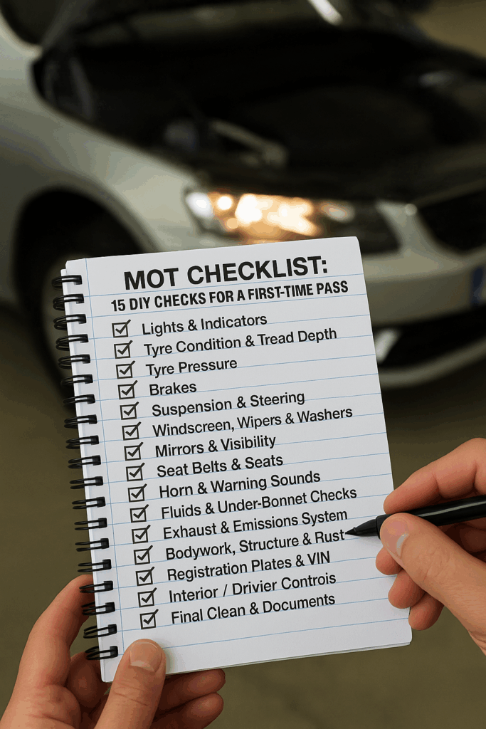 MOT Checklist - 15 DIY Checks for a First-Time Pass