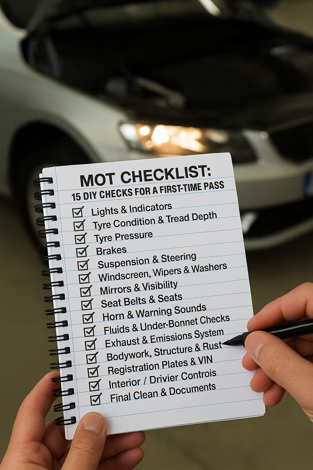 MOT Checklist - 15 DIY Checks for a First-Time Pass