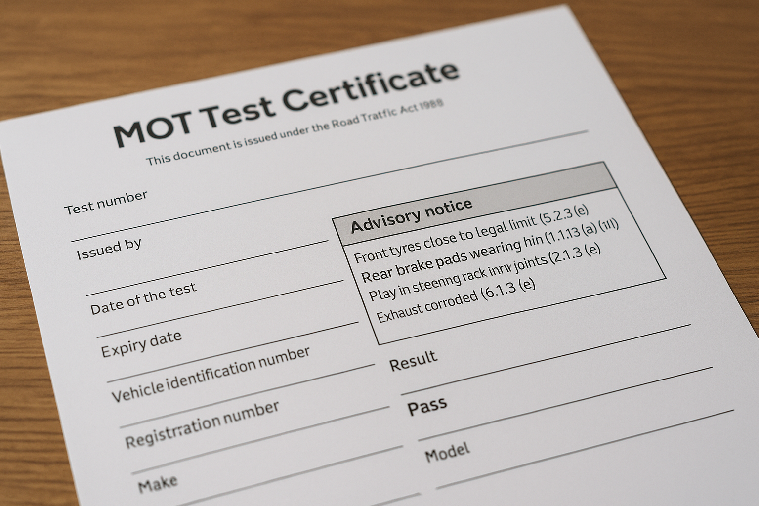 MOT Advisory Notes Explained - Use Them to Save Money